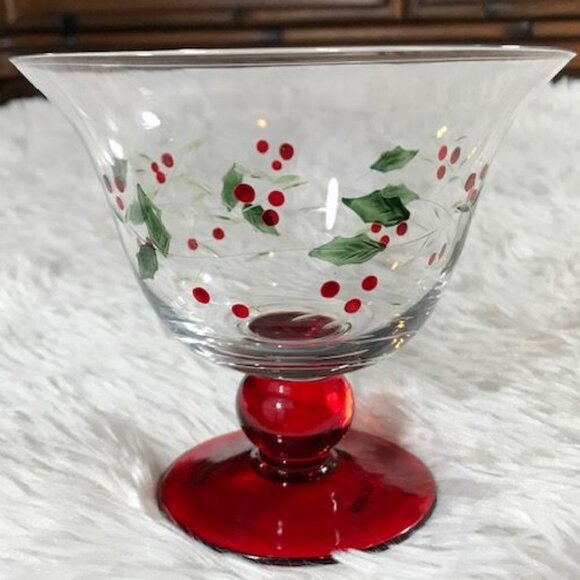 Pfaltzgraff Set of 3 Winterberry Glass Pedestal Dessert Bowls - Picture 2 of 13